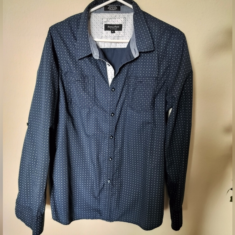 Men's eighty eight platinum shirt button down long sleeve size XL printed